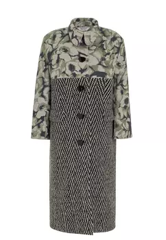 Пальто из двух видов шерсти серо-зеленое POLINA MIRCHEVA