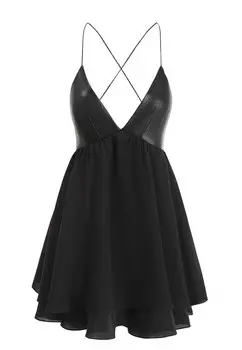 Платье из шелка с кожаным лифом GODS OF FAME