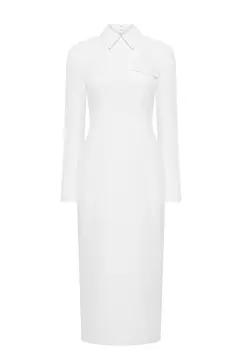 Платье-миди с воротничком из тонкого вельвета AMMONIT