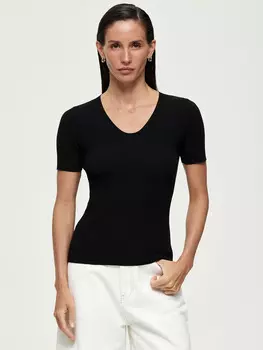 Трикотажная облегающая блуза в рубчик LUSIO