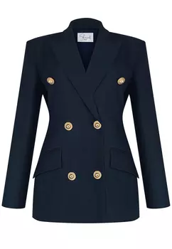 Жакет клубный двубортный из итальянской шерсти темно-синий SHERVARLI OFFICIAL