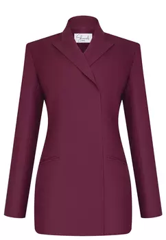 Жакет с супатной застежкой из итальянской шерсти цвета бордовой розы SHERVARLI OFFICIAL