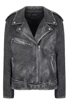 Женская косуха из винтажной кожи со шнуровкой EVGENIY AGUREEV