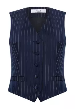 Жилет из итальянской шерсти темно-синий в полоску SHERVARLI OFFICIAL