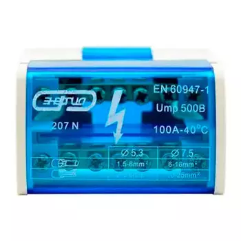 Шина нулевая в корпусе TTD 2х7N Энергия (синяя)