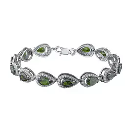 Браслет из белого золота с бриллиантами и хромдиопсидом лт09бр021905