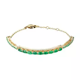 Браслет из желтого золота с бриллиантом и изумрудами э0338бр01210351