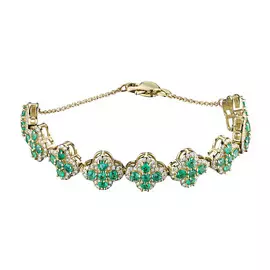 Браслет из желтого золота с изумрудами и бриллиантами э0338бр07210481