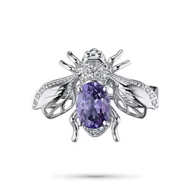 Брошь из серебра с аметистом и фианитом э0607бш04200614