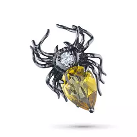 Брошь из серебра с цитрином и фианитом 700136-007-0029