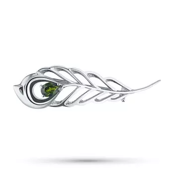Брошь из серебра с хромдиопсидом жд06бш081802х