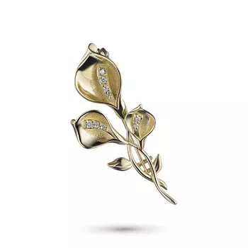 Брошь из желтого золота с бриллиантами э0301бш08200116