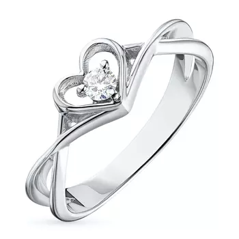 Классическое кольцо из белого золота с бриллиантом э0901кц04200817