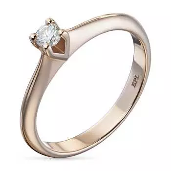 Классическое кольцо из красного золота с бриллиантом э0201кц04091200