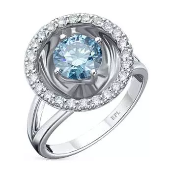 Классическое кольцо из белого золота э0912кц12210607_blue