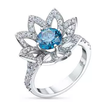 Классическое кольцо из белого золота э0912кц12210925_blue
