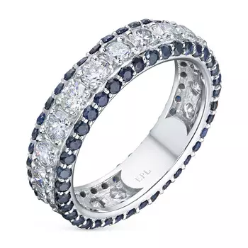 Кольцо из белого золота с бриллиантами и сапфирами э0937кц04210454