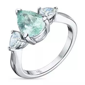 Кольцо из белого золота с бриллиантами и турмалином э0976кц09220409