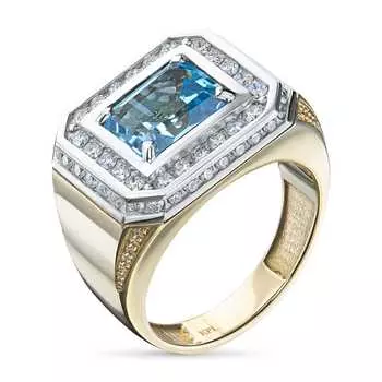 Мужское кольцо из белого золота с бриллиантами и топазом э4143кц03200354