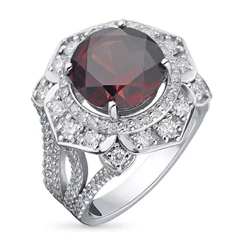 Кольцо из белого золота с бриллиантами и гранатом э0906кц04202358