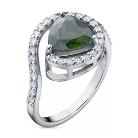 Кольцо из белого золота с бриллиантами и хромдиопсидом э0915кц07197050