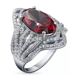 Кольцо из белого золота с бриллиантами и гранатом э0901кц04201543