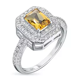 Кольцо из белого золота с бриллиантами и цитрином э0951кц05210464