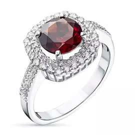 Кольцо из белого золота с бриллиантами и гранатом э0940кц05210472