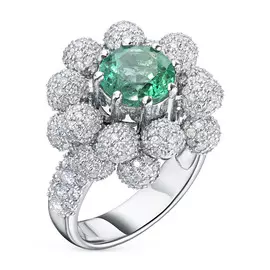 Кольцо из белого золота с бриллиантами и изумрудом э0938кц04210456