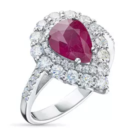 Кольцо из белого золота с бриллиантами и рубином э0939кц06200451