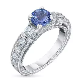 Кольцо из белого золота с бриллиантами и танзанитом э0942кц03111100