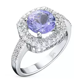 Кольцо из белого золота с бриллиантами и танзанитом э0942кц05210472