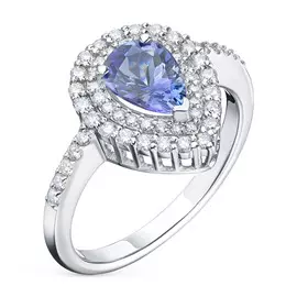 Кольцо из белого золота с бриллиантами и танзанитом э0942кц06210466