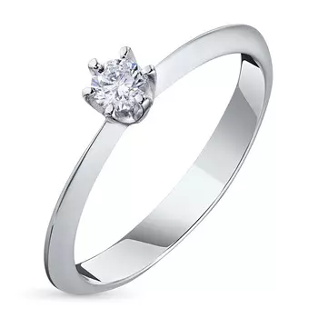 Классическое кольцо из белого золота с бриллиантом э4701кц10151400