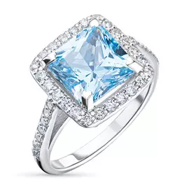 Кольцо из белого золота с бриллиантом и топазом э0943кц02210454