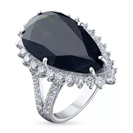 Кольцо из белого золота с хромдиопсидом и бриллиантом жд09к121813х