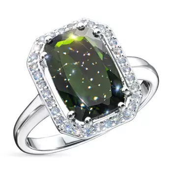 Кольцо из белого золота с хромдиопсидом э4754кц12200401