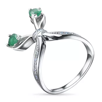 Кольцо из белого золота с и изумрудами э4003кц06240353