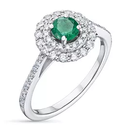 Кольцо из белого золота с изумрудом и бриллиантами э0938кц03210458