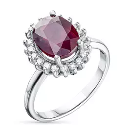 Кольцо из белого золота с рубином и бриллиантом э0939кц06210426