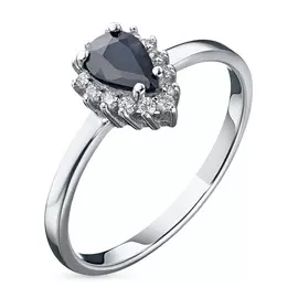 Кольцо из белого золота с сапфиром и бриллиантом эк09к061902
