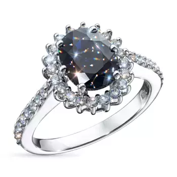 Кольцо из белого золота с сапфиром и бриллиантами э4737кц12210403