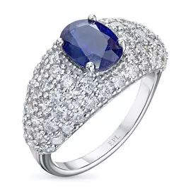 Кольцо из белого золота с сапфиром и бриллиантами э0937кц04210407