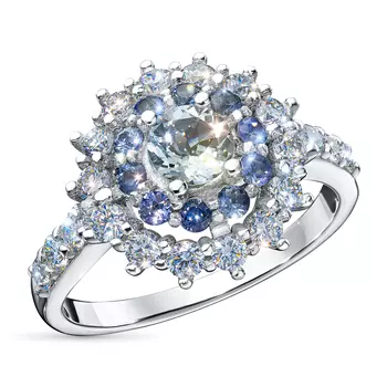 Кольцо из белого золота с танзанитами, аквамарином э4781кц05250352_white