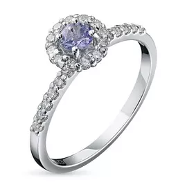 Кольцо из белого золота с танзанитом и бриллиантом э0921к_061652