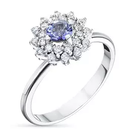 Кольцо из белого золота с танзанитом и бриллиантами э0942кц02210351