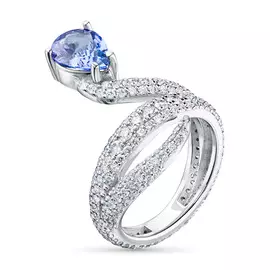 Кольцо из белого золота с танзанитом и бриллиантами э0942кц05210484