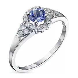 Кольцо из белого золота с танзанитом и бриллиантом э0942кц04200728