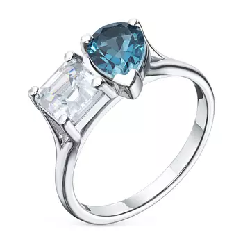 Кольцо из белого золота с топазом и цирконом э0919кц09220408