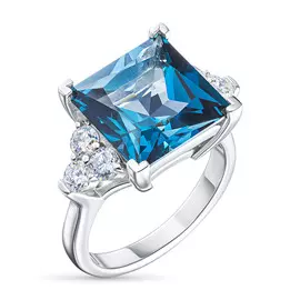 Кольцо из белого золота с топазом и бриллиантом э0943кц10204100